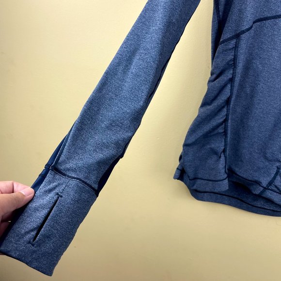 Lululemon Kriss Cross 1/2 Heathered Blue Gray Half-zip workout Sweatshirt 6 - Picture 9 of 12
